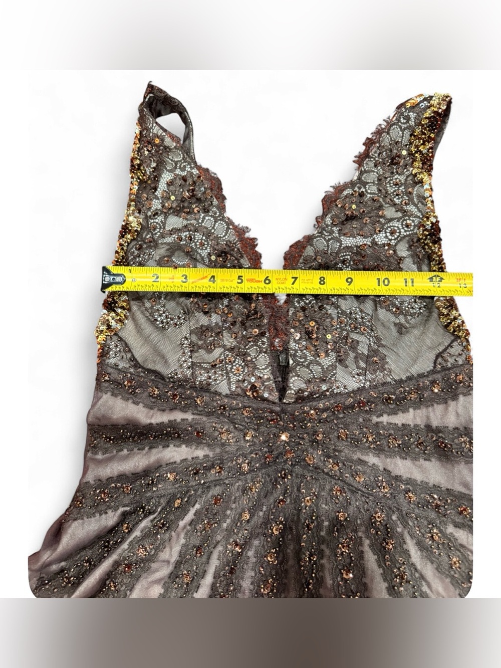 Embellished Lace V-Neck Camisole in Brown by - Picture 4 of 8
